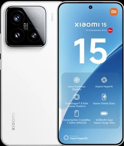Produktbild Xiaomi 15 (512 GB, White, 6.36", Dual SIM, 50 Mpx, 5G)