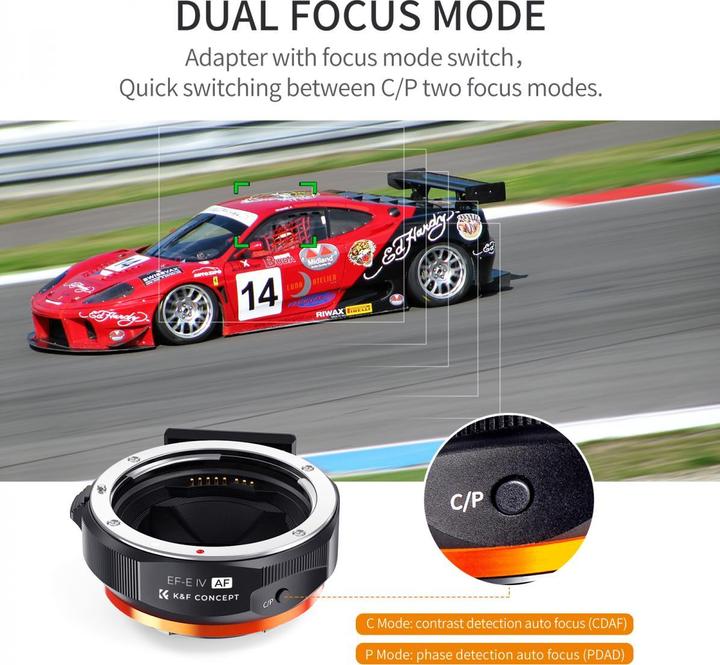 Image du produit K&F Concept Bague d'adaptation d'objectif autofocus électronique pour objectif Canon EF/EF-S à monture Sony E