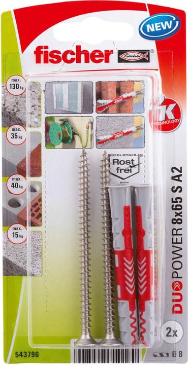 Fischer DuoPower 8x65 S A2 K (2) (2 pcs.)