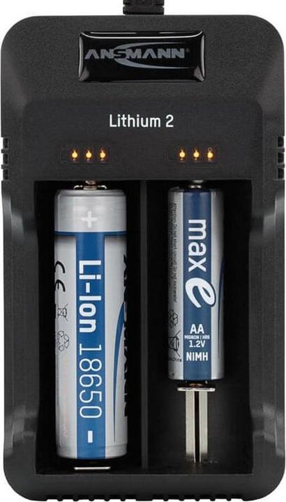Produktbild Ansmann Ladegerät Lithium 2 für 1-2 Li-Ion Akku 3,6V, 3,7V mit LED-Ladestatusanzeigen, schwarz (1 Stk., Ladegerät ohne Akku)