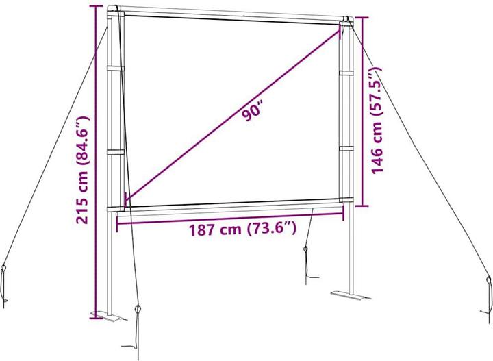 Produktbild VidaXL Beamer Leinwand mit Ständer 90 Zoll 4:3 Projektionswand Leinwand (90", 4:3)