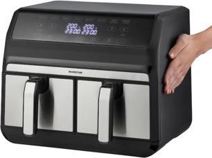 Image du produit Inventum GF800HLD - Dubbele airfryer - Friteuse Hetelucht - Inhoud 2 x 4 liter - Zwart/RVS