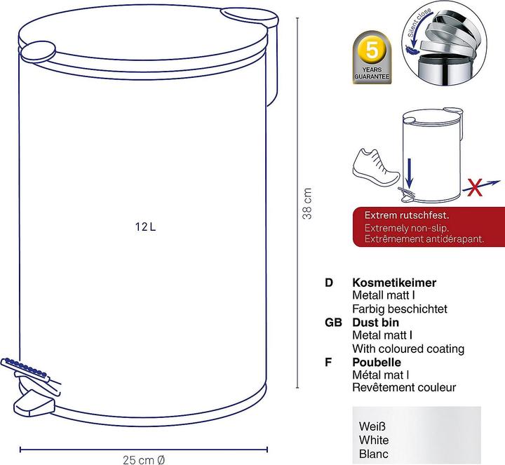 Produktbild Kela Treteimer Mats weiss (12 l)