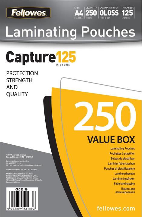Produktbild Fellowes Capture 125 (A4, 250 Stück, 125 µm)