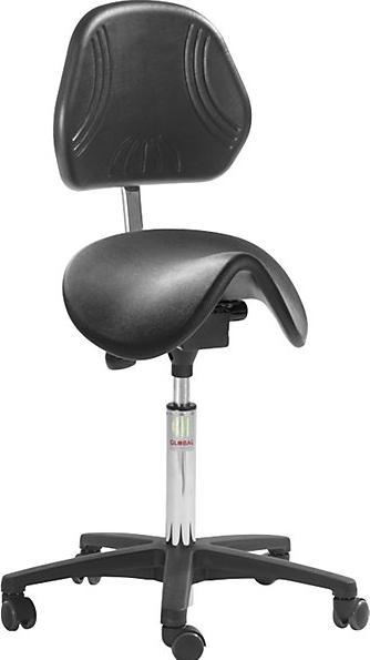 Actual product image kaiserkraft Saddle stool with back rest, seat height 580 - 770 mm, plastic, PU foam.