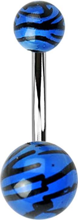 Immagine prodotto Star Piercing Banana con due palline con motivo tigrato blu (Acciaio chirurgico 316L, Acrilico, senza ottone)