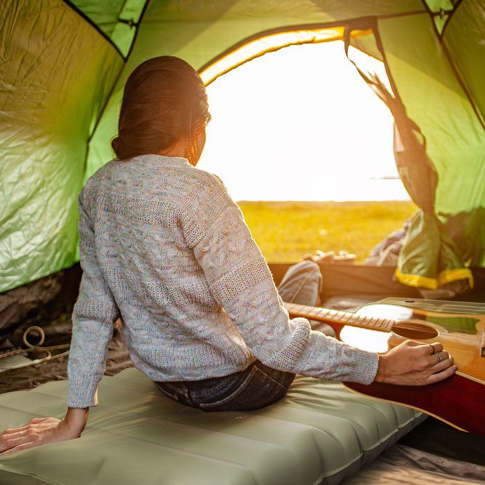 Actual product image Swisshandel24 Air mattress, camping mat, water-repellent, tear-resistant, with foot pump, nylon, 200Lx60Wx10Hcm,