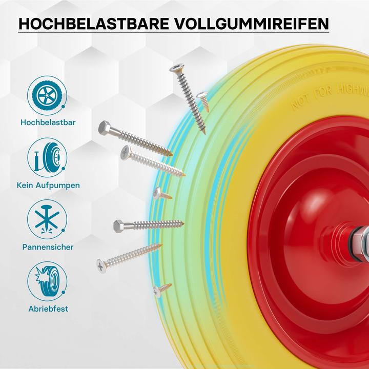 Produktbild Wiltec Schubkarren PU Rad 3.50-8 Vollgummi Polyurethan Reifen pannensicher