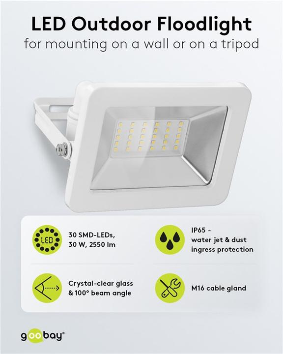 Immagine prodotto Goobay Faretto da esterno a LED, 50 W (4260 lm, IP65)