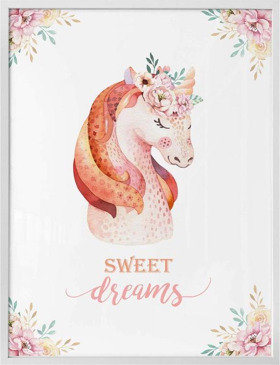 Produktbild Trenddeko Kvilis - Sweet Dreams - Einhorn mit Blumenkranz (120 x 150 cm)