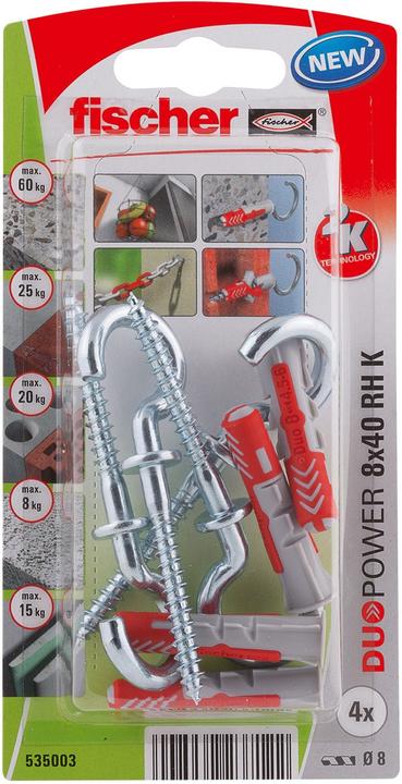 Image du produit Fischer DUOPOWER 8 x 40 avec crochet rond (4 pcs)