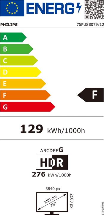 Etichetta energetica Philips 75PUS8079/12 (75", LED, 4K, 2024)