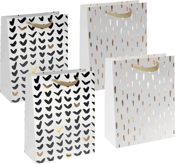Sigel Geschenktaschen-Set Large Brush Art Black & Gold (Geschenktüte, 4 x)