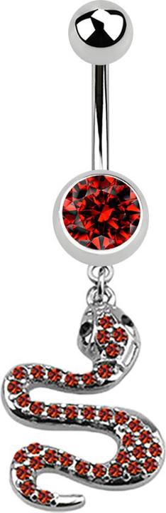 Produktbild Star Piercing Banane silber mit Anhänger Schlange rot (Chirurgenstahl 316L, ohne Messing)