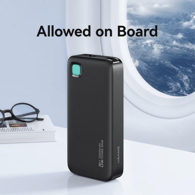 Produktbild Usams Powerbank ze zwijanym kablem USB-C Retractable 10000 mAh PD 20W Fast Charge XY Series czarny/b (10000 mAh, 50 W, 50 Wh)