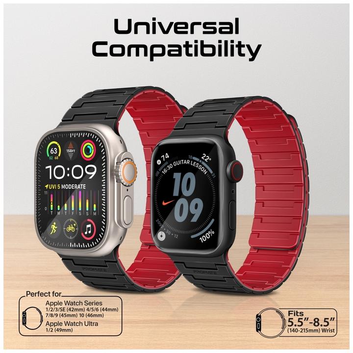 Image du produit ProMate MagBand-MS Black Apple Watch Armband (44 mm, 49 mm, 45 mm, 42 mm, Silicone)