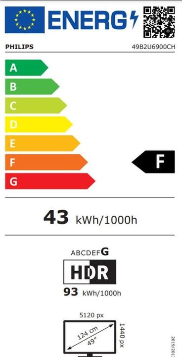 Label énergétique Philips 49B2U6900CH (5120 x 1440 pixels, 48.80")