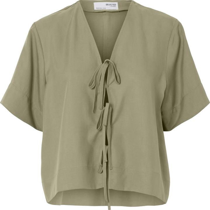 Selected Femme Vorn gebundene Top mit V-Ausschnitt