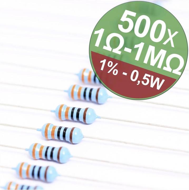 Produktbild Quadrios 22P082 Metallschicht-Widerstand Sortiment axial bedrahtet 0.5 W 1 % 1 Set