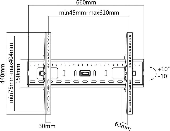 Actual product image Value TV wall mount inclinable black (Wall, 60", 75 kg)