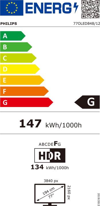 Energy Label Philips 77OLED848/12 (77", OLED)