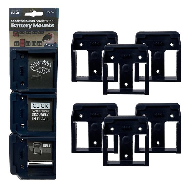 StealthMounts BM-BO18-BLU-6 Blaue Batteriehalter für Bosch 18v (6er Set)