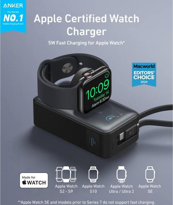 Produktbild Anker MagGo PowerBank 10K 35W for Apple Watch black (10000 mAh, 35 W)