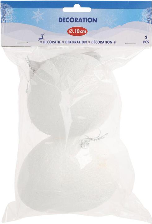 Weihnachtsanhänger Schneeball 10cm, 2 Stk. (2 -teilig)
