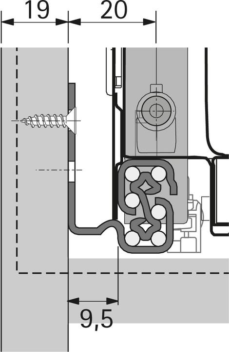 Actual product image Hettich QUADRO V6 push to open full-extension runner