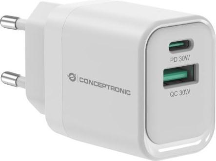 Actual product image Conceptronic CARICATORE PD USB 2-PORTE da 33W GaN, 1x USB-C, 1x USB-A, QC 3.0, PPS, PD 3.0 (ALTHEA19W33 (33 W)