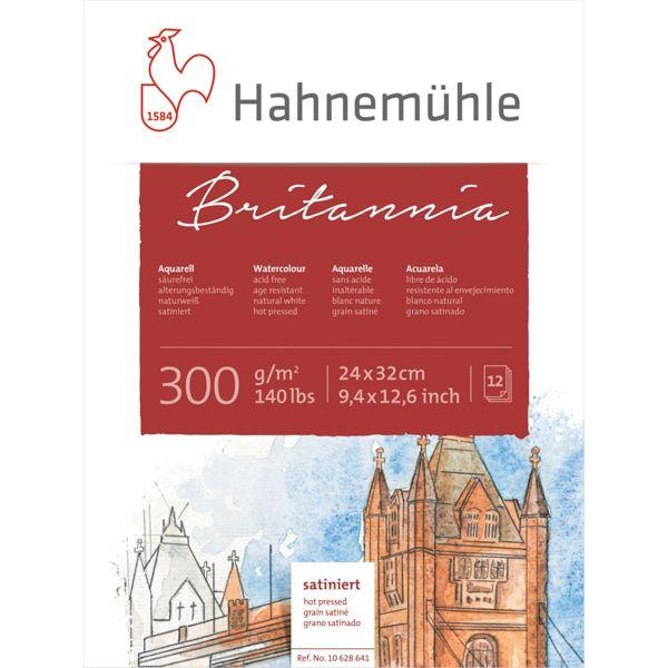 Produktbild Hahnemühle Aquarellblock 12 Bl. Britannia satiniert 24x32cm 300g (24 x 32 cm, Harter Einband)