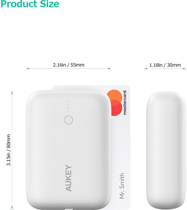 Image du produit Aukey Basix Mini (10000 mAh, 22.50 W, 37 Wh)