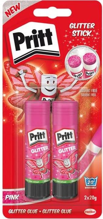 Pritt Glue stick set Glitter 20 g, 2 pieces, Pink