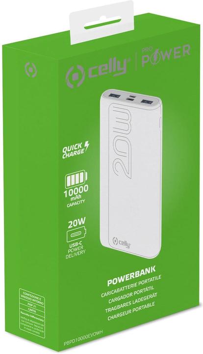 Produktbild Celly POWER BANK PROPOWER 20W WHITE PBPD10000EVOWH (10000 mAh, 20 W)