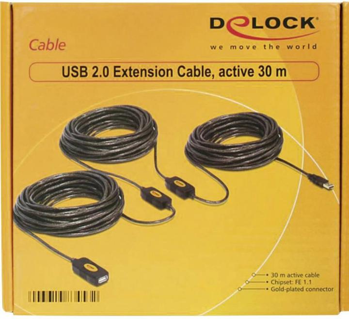 Productafbeelding Delock Verlengkabel USB 2.0 actief (30 m, USB 2.0, 2.50 W)