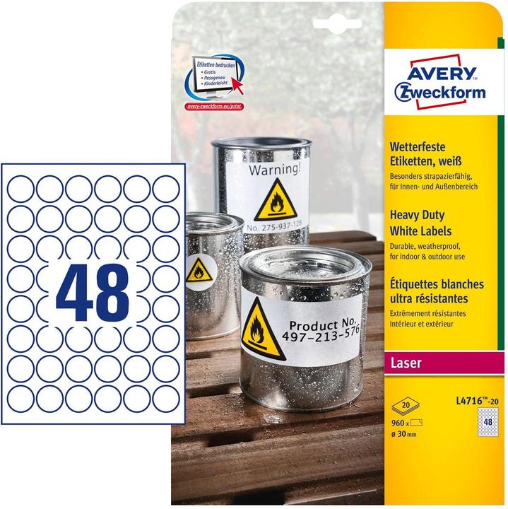 Image du produit Avery Étiquettes résistantes aux intempéries