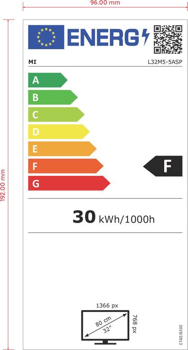 Energy Label Xiaomi L32M5-5ASP (32", M5, LCD, HD, 2019)
