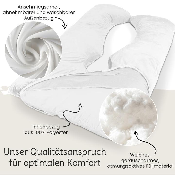 Actual product image Bestschlaf Multifunktions-Körperkissen, Schwangerschaftskissen in U Form, Stillkissen mit abnehmbarem und (153 cm)