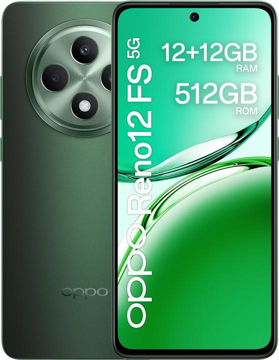 Produktbild OPPO Reno12 FS 5G (512 GB, Black Green, 6.65", Dual SIM, 50 Mpx, 5G)