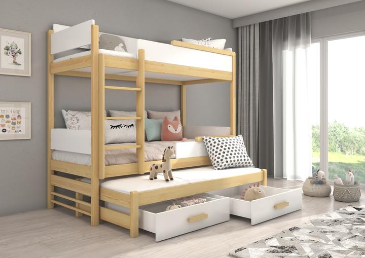 Actual product image ADRK Furniture Triple Bunk Bed with Mattresses QUEEN 180x80 (180 x 80 cm)