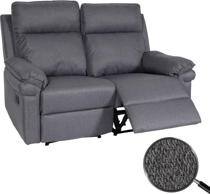 Immagine prodotto Mendler Poltrona cinema a 2 posti HWC-L94, funzione reclinabile Nosag sospensione tessuto/tessuto - grigio