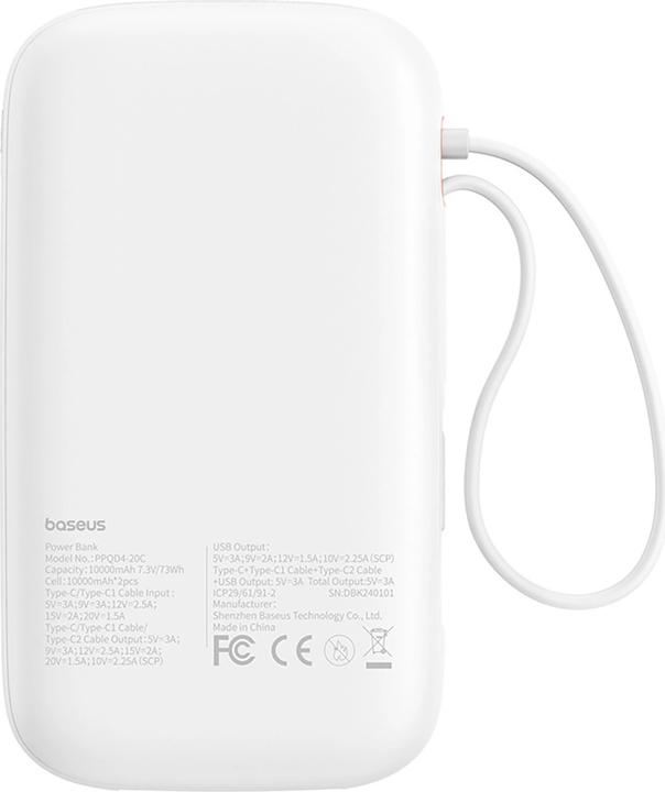 Produktbild Baseus Powerbank QPow 2 20000mAh 30W 2xUSB-C (white) (20000 mAh, 30 W, 30 Wh)