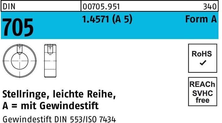 Produktbild Stellring DIN 705 m.Gewindestift A 30 x 45 x 16 A 5 leichte Reihe
