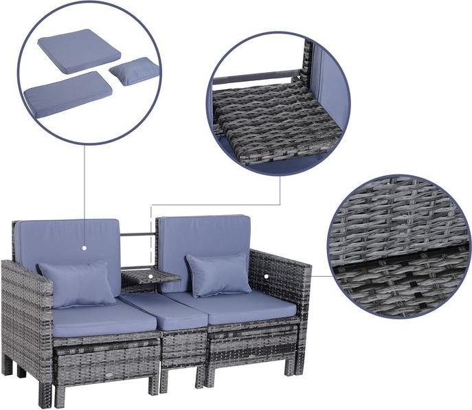 Produktbild Outsunny Rattan-Sitzgruppe als 3-teiliges Set