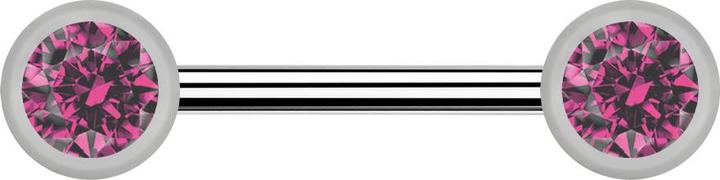Star Piercing Barbell silber mit zwei Kugel front Kristall pink (ohne Messing, Titan G23)