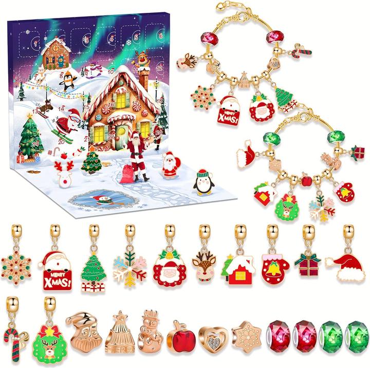 Produktbild Activity Board Vintage Weihnachts-Adventskalender 2024 - 24-Tage-Countdown mit Charms, Sammlerstücke