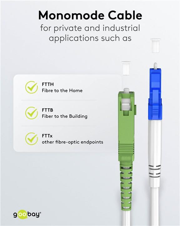 Productafbeelding Goobay Glasvezelkabel FTTH, singlemode OS2 Wit, wit Simplex, 5 m (S/UTP, CAT6, 5 m)