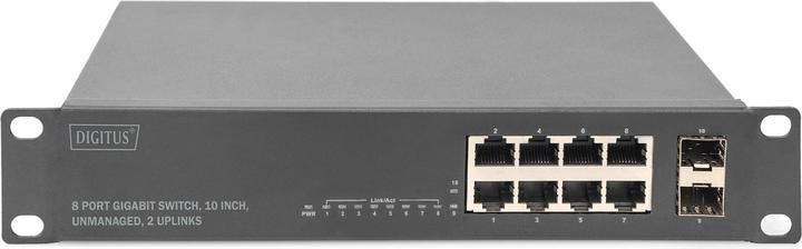 Produktbild Digitus 8-Port Gigabit Switch, 10-Zoll, Unmanaged, 2 Uplinks (8 Ports)
