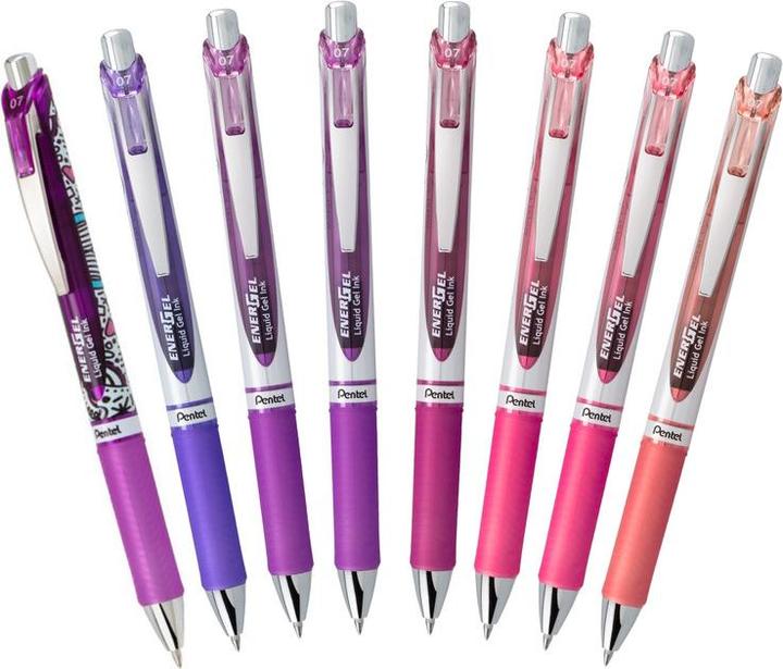 Actual product image Pentel EnerGel rollerball (Magenta, Orange, Violet, Pink, Coral, 8 x)