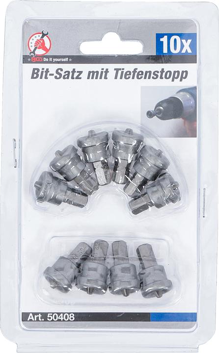 Actual product image BGS Bit Set with Depth Stop for Plasterboard 6.3 mm (1/4") Drive Cross Slot PH 2 10 pcs. (6.3 mm)